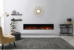 Трехсторонний электрокамин с обогревом BRITISH FIRES New Forest 2400 with Signature logs - 2400 мм